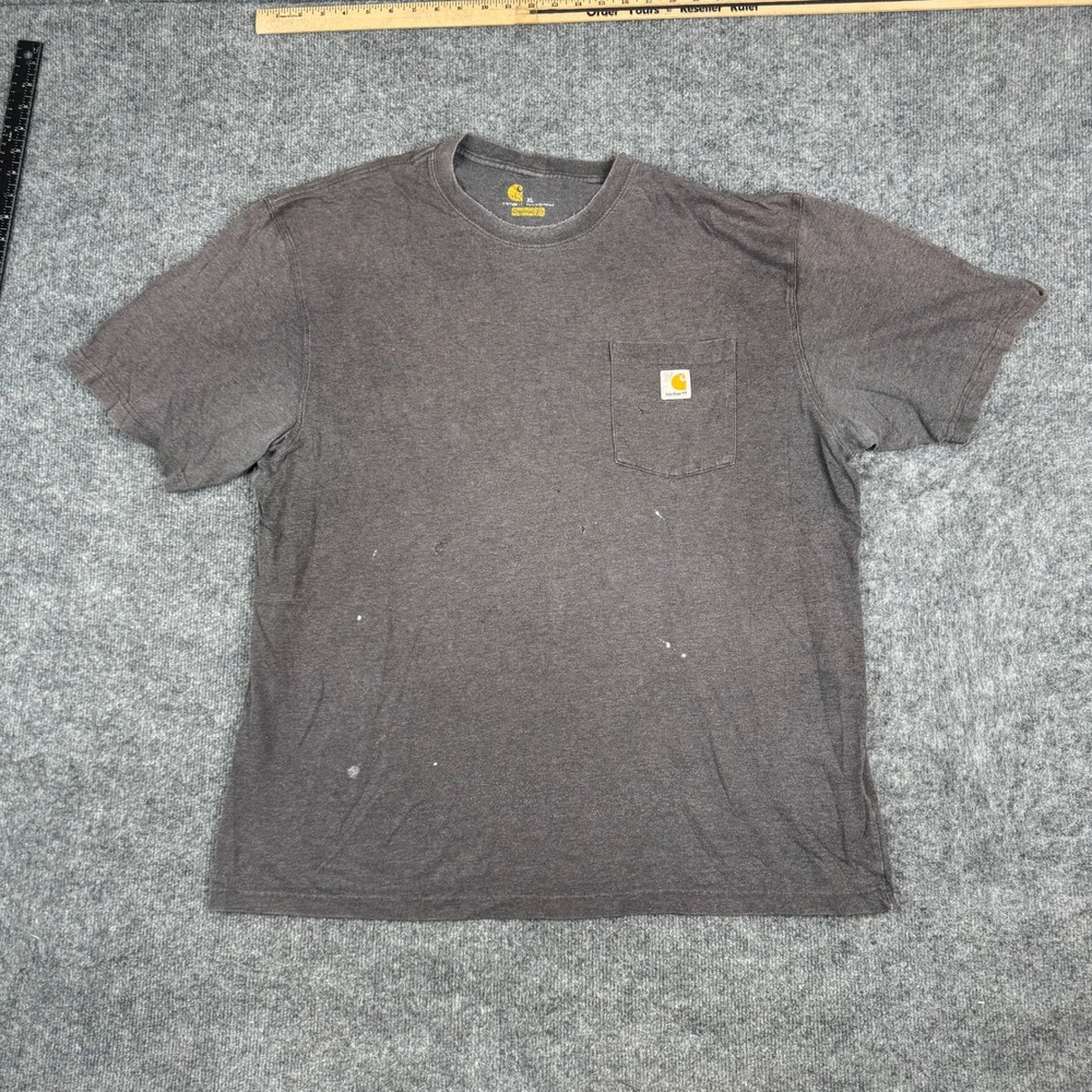 Carhartt T-Shirt Mens Size XL Gray K87 Pocket Original Fit Distressed Workwear